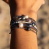 Bracelet perle de Tahiti baroque ø 7-8 mm sur larimar et perles en argent