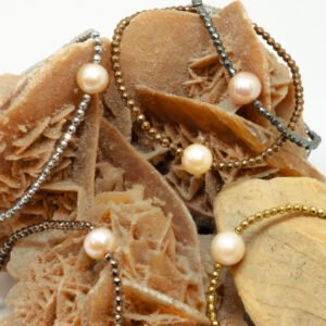 Bracelet perle d'eau douce pêche ø 7-8 mm et hématites