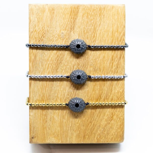 Bracelet oursin en argent 925 noirci