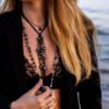 Pompom perles de Tahiti et cuir de kangourou
