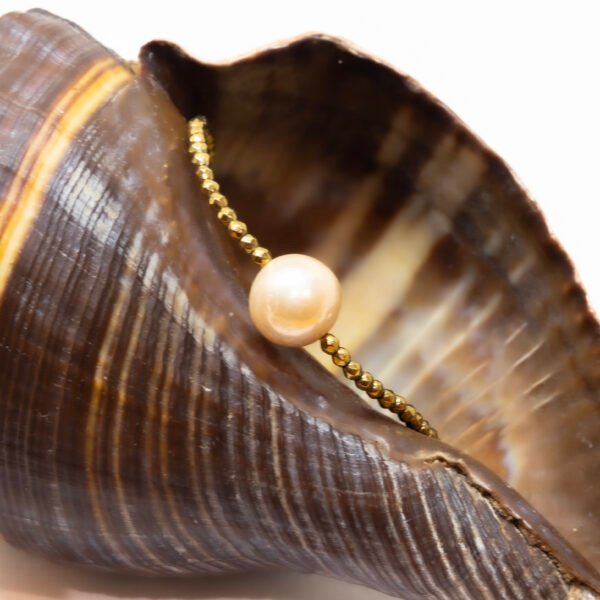 Bracelet perle d'eau douce pêche ø 9-10 mm et hématites