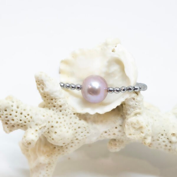 Bracelet perle d'eau douce rose ø 9-10 mm et hématites