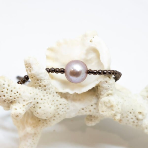 Bracelet perle d'eau douce rose ø 9-10 mm et hématites
