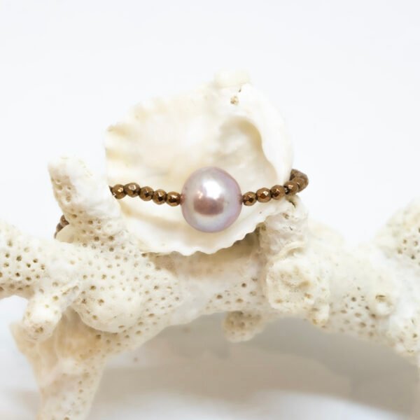 Bracelet perle d'eau douce rose ø 9-10 mm et hématites