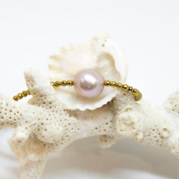 Bracelet perle d'eau douce rose ø 9-10 mm et hématites