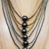 Collier ras le cou réglable, perle de Tahiti baroque et hématites