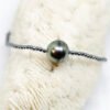Collier ras le cou réglable, perle de Tahiti baroque et hématites