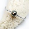 Collier ras le cou réglable, perle de Tahiti baroque et hématites