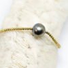 Collier ras le cou réglable, perle de Tahiti baroque et hématites