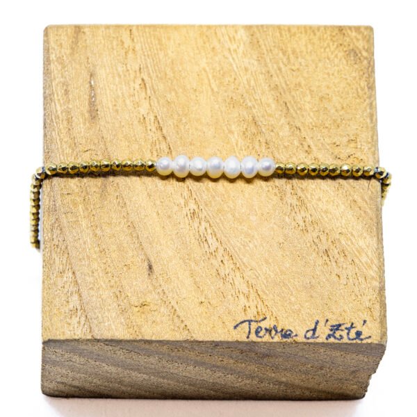 Bracelet rang perle d'eau douce et hématites