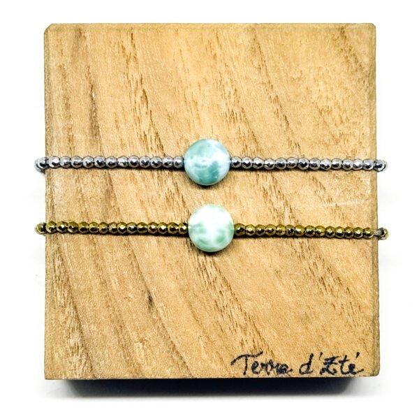 Bracelet bille de larimar et hématites