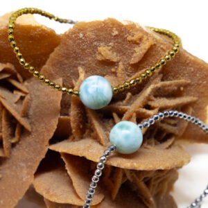 Bracelet bille de larimar et hématites