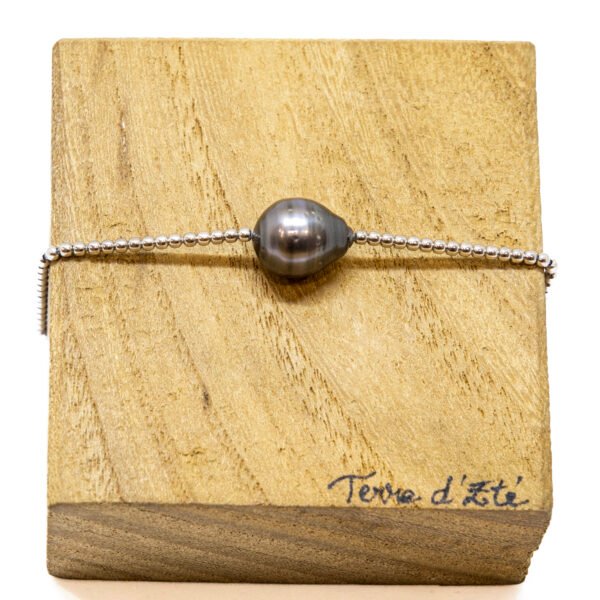 Bracelet perle de Tahiti baroque ø 9-10 mm et billes d'argent