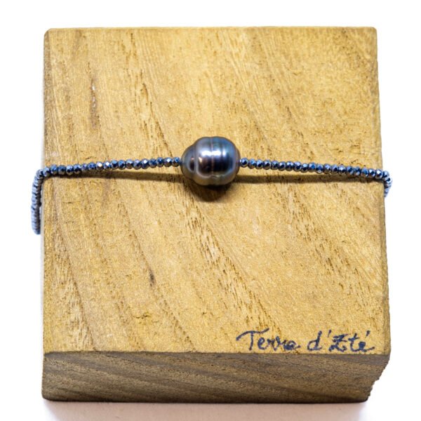 Bracelet perle de Tahiti baroque ø 9-10 mm et Terahertz