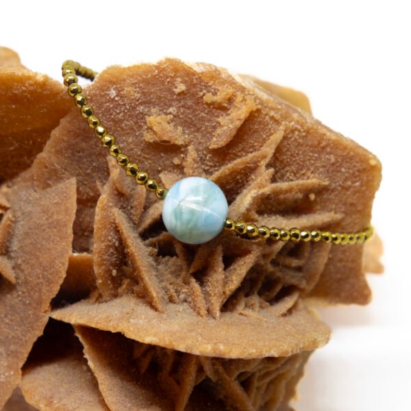 Bracelet bille de larimar et hématites
