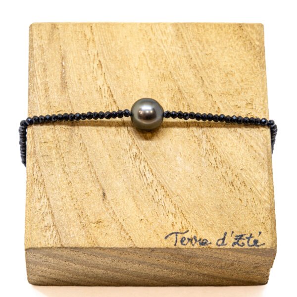 Bracelet perle de Tahiti ronde ø 7-8 mm et spinelle