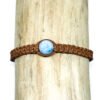 Bracelet bille de larimar et macramé en cuir