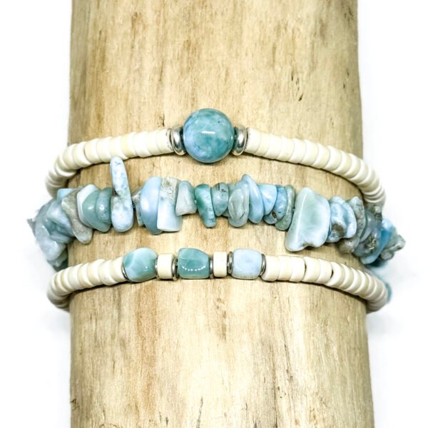 Bracelet cubes de larimar et howlite