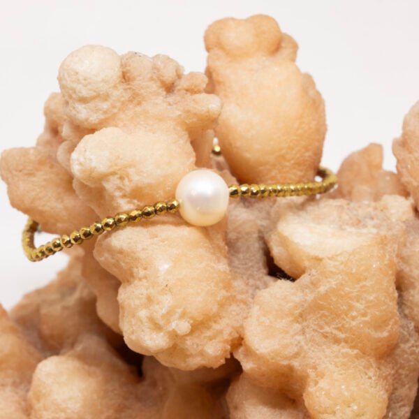 Bracelet perle d'eau douce blanche ø 7-8 mm et hématites