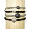 Bracelet oursin en argent et macramé