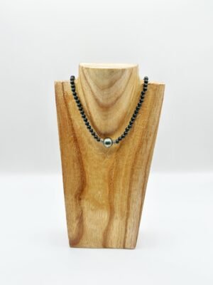 Collier perle de Tahiti baroque et onyx